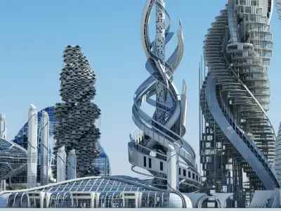 Futuristic Skyscrapers 3D model