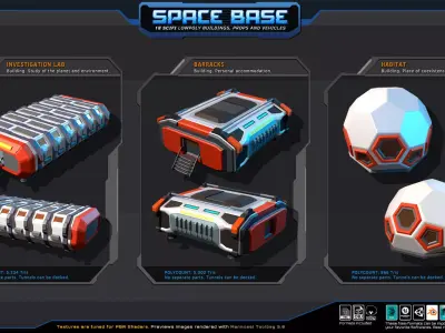 Low Poly SPACE Base  Low-poly 3D model