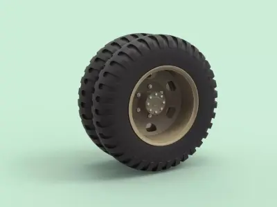 Double wheel from old truck 3D model