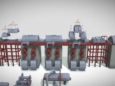 Low Nuclear power plant Low-poly 3D model