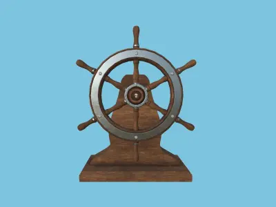Pirate Ship Wheel 01 - Dark Wood- Helm Interior Parts Low-poly 3D model