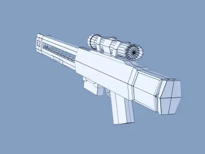 Railgun for games Low-poly 3D model