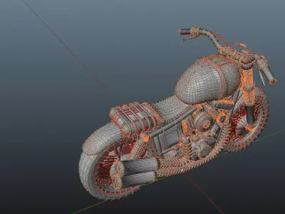 Stylized Wasteland Survivor Motorcycle Low-poly 3D model