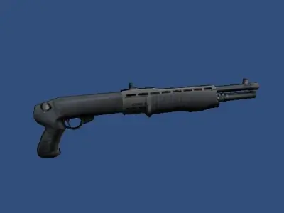 Low Poly 12 Gauge Automait Shotgun Low-poly 3D model