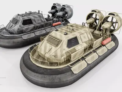 Militery Hovercraft  Low-poly 3D model