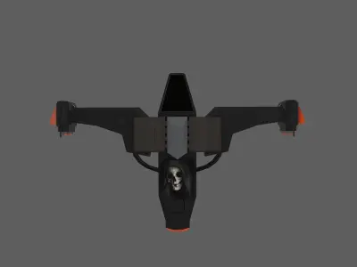 Spaceship spacecraft with orange light Low-poly 3D model