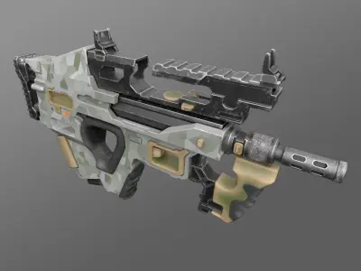 Low-poly 3D sci-fi model Assault rifle Jungle Planet Low-poly 3D model