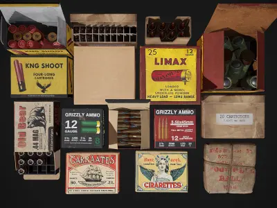 Ammo and Packages Low-poly 3D model