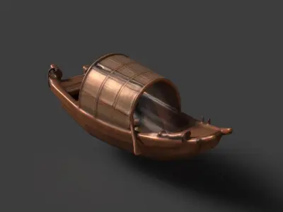 Chinese wooden boat   Low-poly 3D model purchase