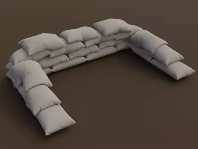 Sandbag U wall for military diorama scale 1 35 3D print model