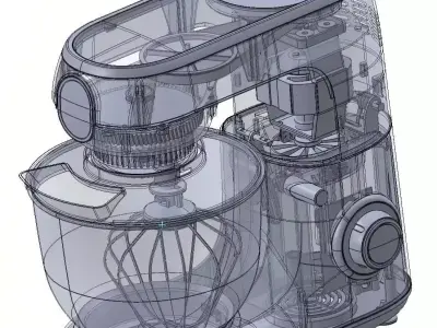 Kitchen Mixer with Blender Attachment 3D CAD Model 3D model