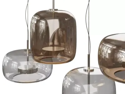 Glass Pendant Light Set 01 Free 3D model
