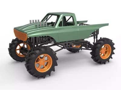 Mud truck 2 Scale 1 to 25 3D print model