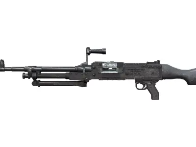 Military Combat Machine Gun Low-poly 3D model