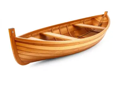 Wooden Rowboat Model Pack with Detailed Textures Low-poly 3D model