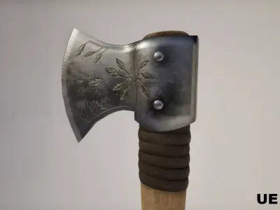 Steel Woodcutting Axe - Game Ready PBR Tool Prop Low-poly 3D model