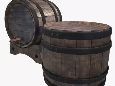 Wood Wine Barrel 3D model