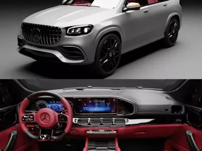 Mercedes-Benz GLS 63 AMG 3D Model Rigged Interior Realistic  3D model
