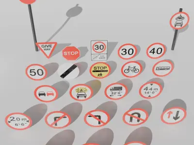 UK Traffic Signs - Giving Orders 3D model