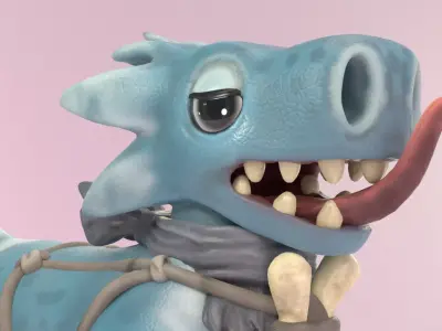 Dino and Spears Free low-poly 3D model