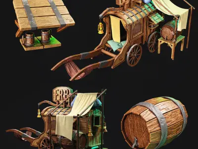 western wagon Free low-poly 3D model