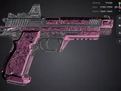 Pink Floral Pistol 3D model