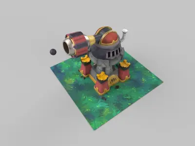 Canon tower Low-poly 3D model