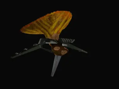Fluing fly agaric and Fox  Free low-poly 3D model