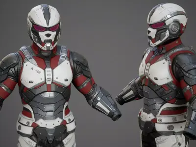 Sci-Fi Military Armor Pack 05 Low-poly 3D model