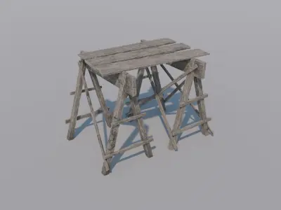 Old Wooden Scaffolding  - Game-Ready PBR Asset Low-poly 3D model