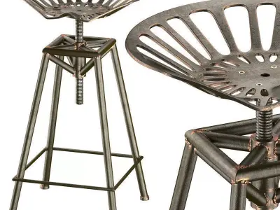Charlie Industrial Metal Design Stool 3D model