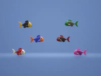 CUTE FISHES PACK Low-poly 3D model