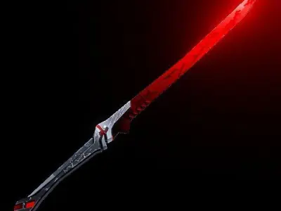 Metal Red Katana PBR low-poly game ready Low-poly 3D model