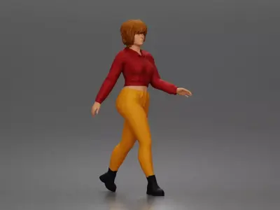 Walking pose highlights outfit design showing energy movement 3D print model