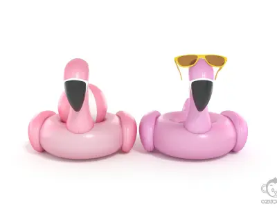 Pink Flamingo Pool Float 3D model