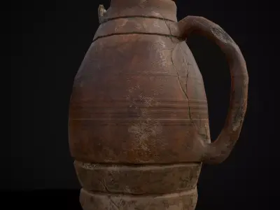 Cracked Clay Jug Low-poly 3D model