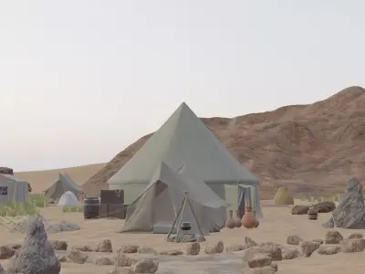 Desert Settlement Aerial View 3D model