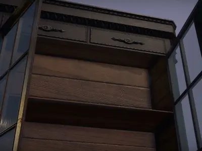 Antique bookcase  Low-poly 3D model