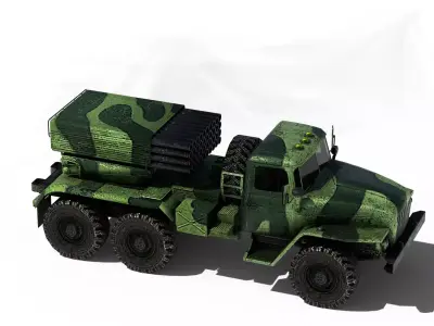 BM21 GRAD Rocket Launcher Low-poly 3D model