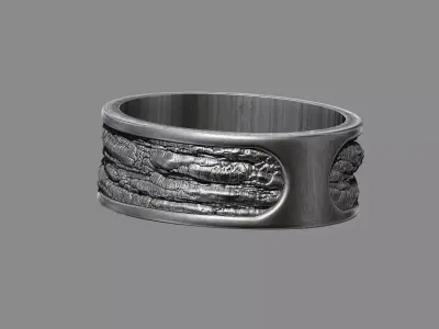 Tree Bark Ring - Organic Jewelry v2 3D print model