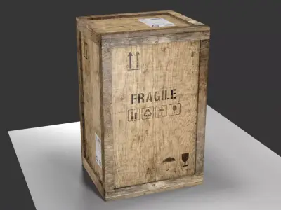 wooden crate PBR 4K Low-poly 3D model 3