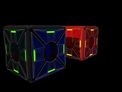 Sci-Fi small box Low-poly 3D model
