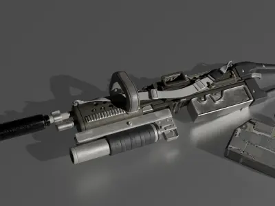 Machine Gun low Poly Low-poly 3D model purchase