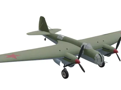Tupolev SB 2Bis M-103 Low-poly 3D model