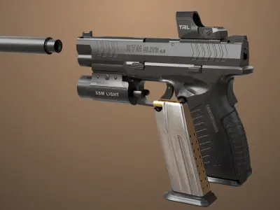 Pistol 06 Black Generic All PBR Unity UE Textures Included Low-poly 3D model