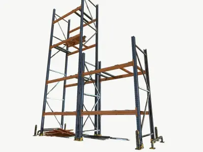 modular warehouse metal shelf Low-poly 3D model