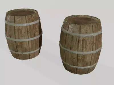 Wooden barrels Low-poly 3D model purchase