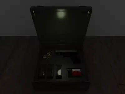 Glock gun on wooden table Free 3D model