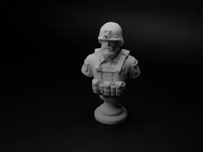 Recon Soldier Bust Chess 3D print model