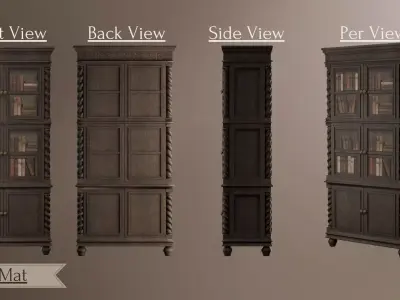Book Shelf - Antique Book Shelf 3D Lowpoly model Low-poly 3D model